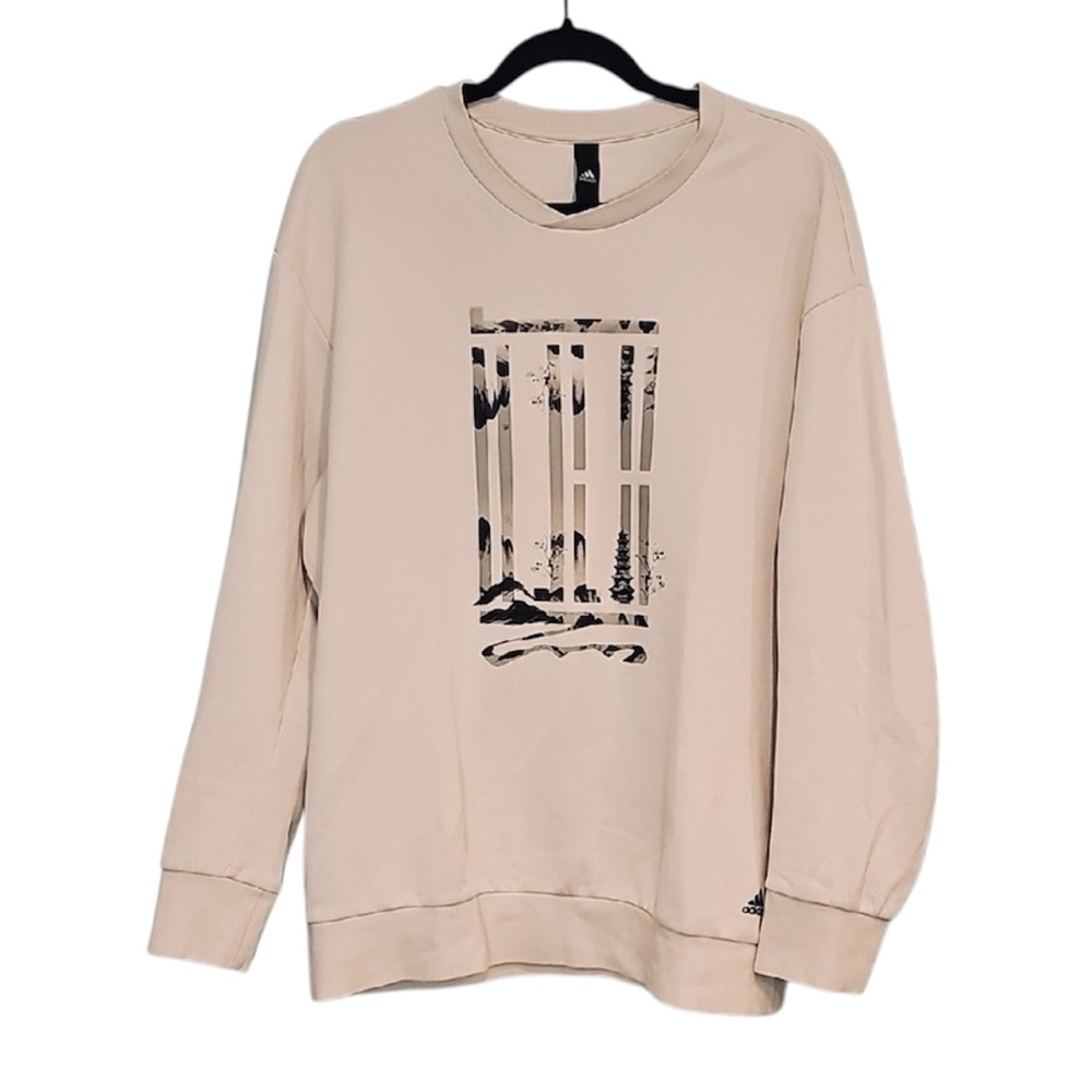 🍄 Adidas Cream Graphic Sweatshirt, Size 2XL